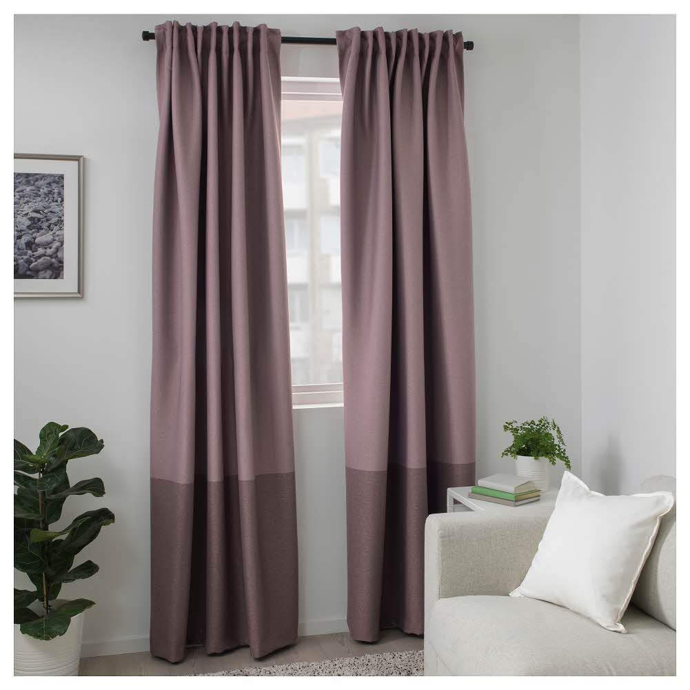 IKEA ASIA MARJUN Room Darkening Curtains 1 Pair Lilac 145x250 cm - BopBay